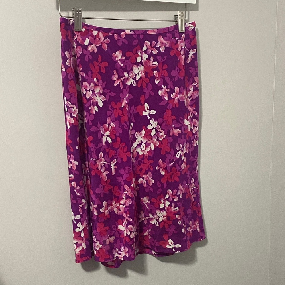 Ann Taylor Vibrant Floral Silk Midi Skirt